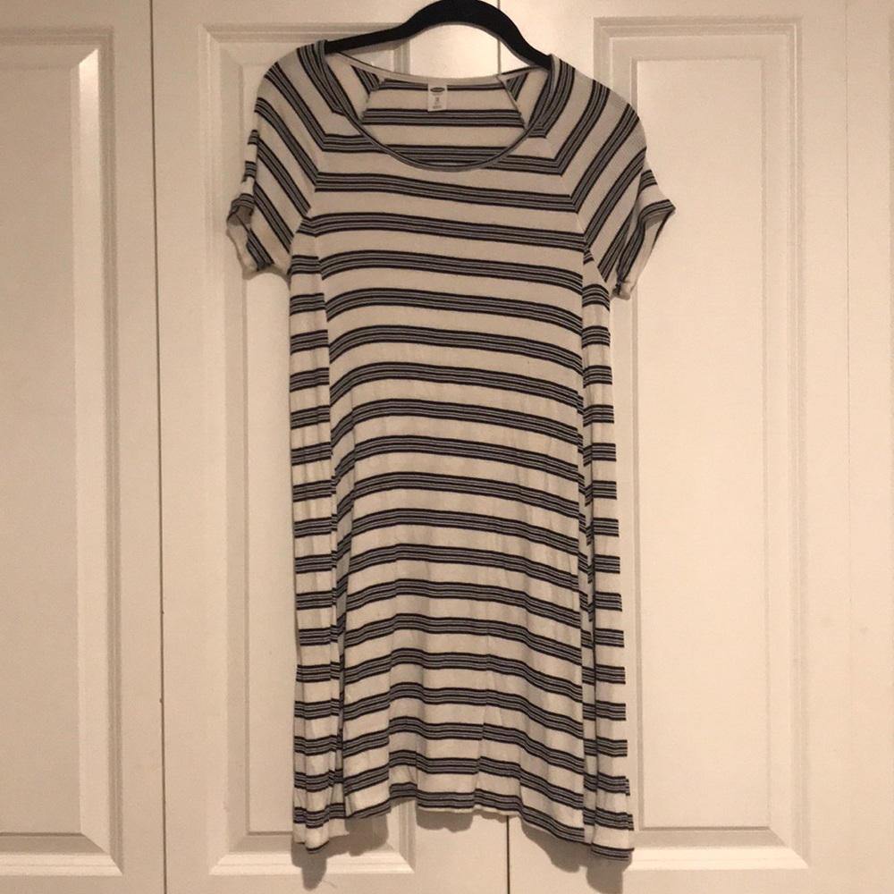 Black and white striped shirt dress